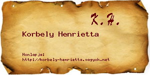 Korbely Henrietta névjegykártya